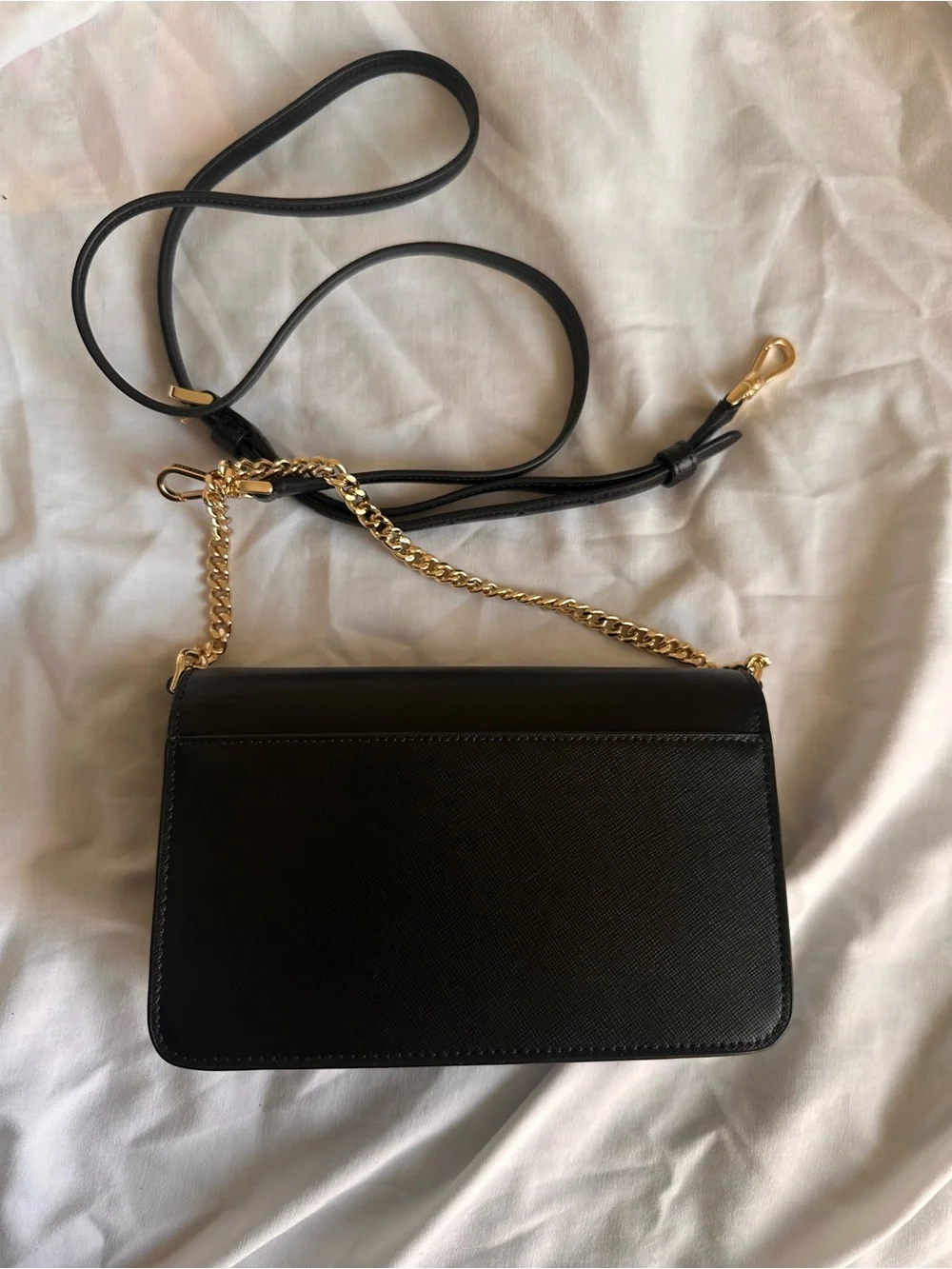 kate spade Black Leather Crossbody with Gold Chain